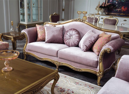 Sofa 3 Seater Purple Textile Sofas Couch Upholstery Luxury classic three seater