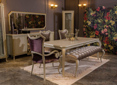 Design Dining room Set 8pcs Dining table Chair Chest of drawers Display case Stool Wood