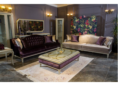 Luxury sofa set coffee table 2x sofa 3 seater side table 4 piece set velvet