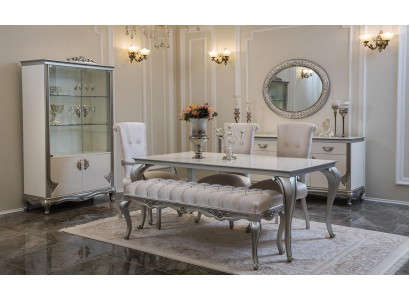 Dining room Set 9pcs Dining table Chair Chest of drawers Display case Mirror Dining Tables Wood