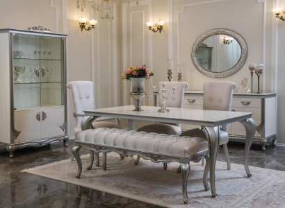 Dining room Set 9pcs Dining table Chair Chest of drawers Display case Mirror Dining Tables Wood