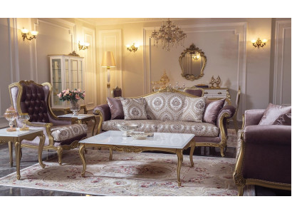 Luxury Sofa set Coffee table Sofas Armchair Fabric Couch Set 4pcs. velvet