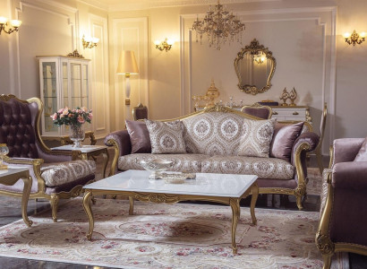Luxury Sofa set Coffee table Sofas Armchair Fabric Couch Set 4pcs. velvet