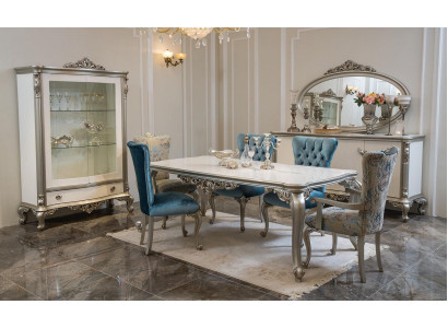 Dining room Set Suite Display case Table 6x Chair Chest of drawers Mirror Art déco 10pcs