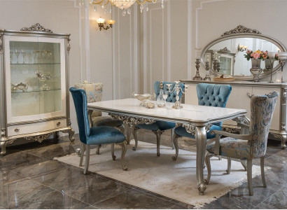 Dining room Set Suite Display case Table 6x Chair Chest of drawers Mirror Art déco 10pcs
