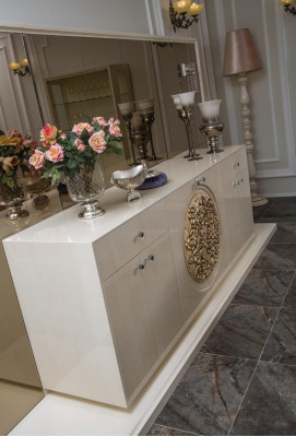 Dining room Suite Table Sideboard 4x Chair Set Display case Stool 8pcs. new