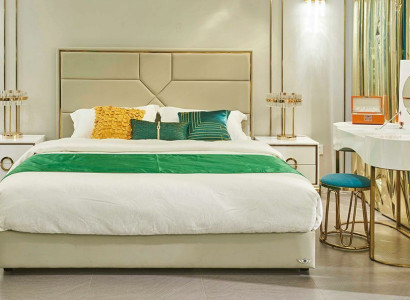 Room Luxury Beds + 2 Bedside tables Console 3 pcs. Bed Sleep Set Suite