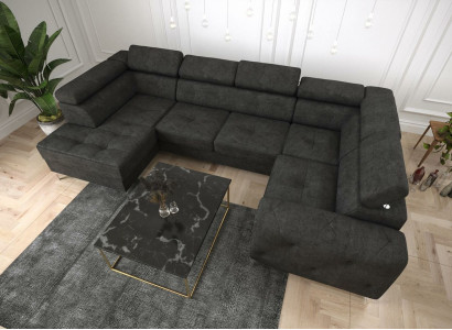 Living landscape Sofa Couch Upholstery Corner Textile Imitation leather Edle Corner sofa U-shape