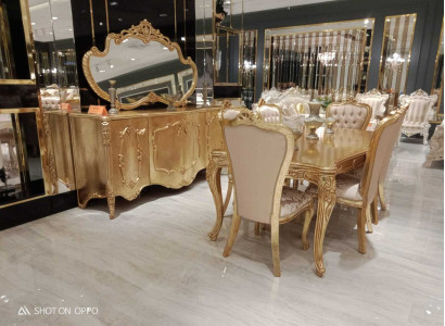 Dining room Set 6x Chairs Dining table Designer Wood Sideboard Suite 8pcs