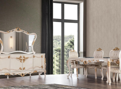Dining table Suite Group Dining room Table Chair Set Sideboard Mirror 6pcs
