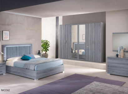 Furniture Bedroom Set Bed 2x Bedside table Chest of drawers Mirror Wardrobe 6pcs.