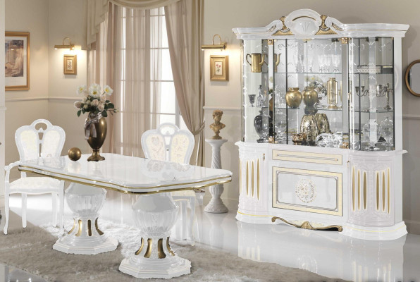 Dining room Complete Suite Table Sideboard Set Display case Wood Baroque Showcases 2pcs