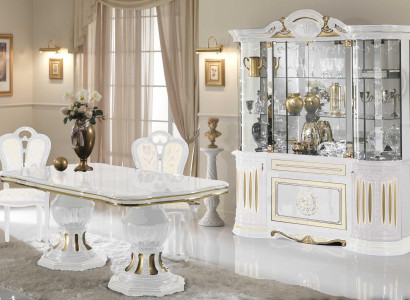 Dining room Complete Suite Table Sideboard Set Display case Wood Baroque Showcases 2pcs