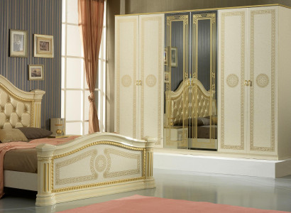 Bedroom Chesterfield Leather Bed 6-piece Design Furniture Set Bedside table Chest of drawers