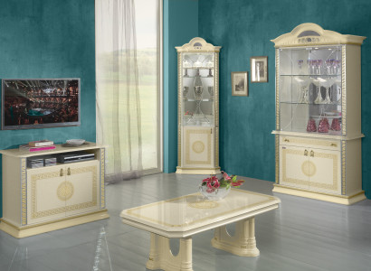Living room set suite 4 pieces. Group Chest of drawers Display case 2x Coffee table Baroque Rococo