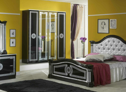 Black Bedroom Complete Set Chest of drawers Style Bed Suite 6pcs. Baroque new