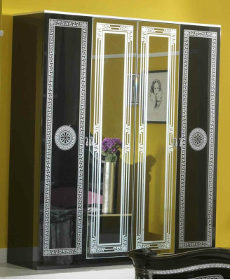 Black Bedroom Complete Set Chest of drawers Style Bed Suite 6pcs. Baroque new