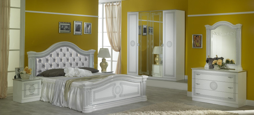 Complete's Bedroom Set Design Modern Luxury Bed 2x Bedside table 6 pcs Wardrobe