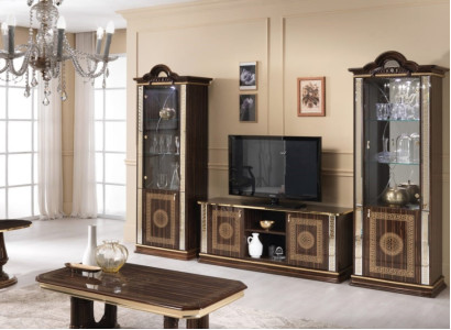 Italian Wall unit Furniture Wardrobe Display case TV cabinet 3pcs. Set of luxury tv showcases Glass