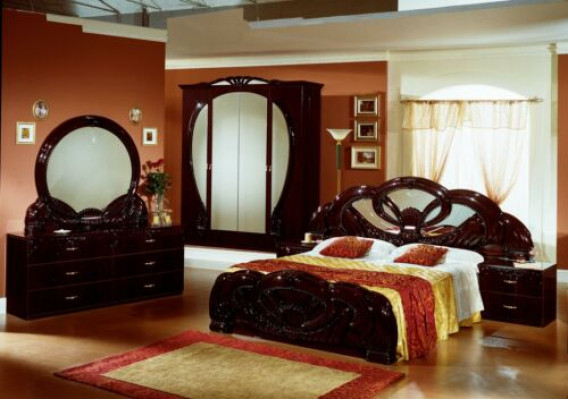 Bedroom Set Design Modern Luxury Bedroom Bed 2x Bedside table 6 pcs. Wood