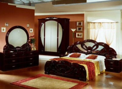 Bedroom Set Design Modern Luxury Bedroom Bed 2x Bedside table 6 pcs. Wood
