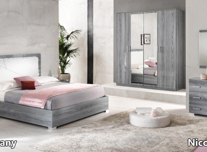 Italian furniture 4 pieces. Bedroom Set Bed 2x Bedside table Wardrobe new