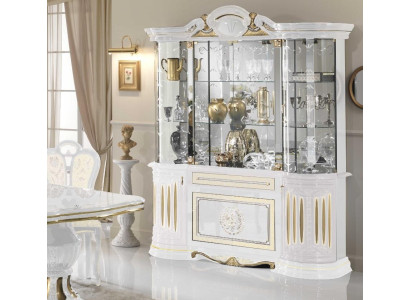 Display case Italian Furniture Living room Wardrobe White Gold Glass Display Cabinets new