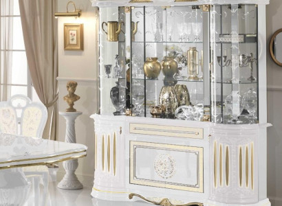 Display case Italian Furniture Living room Wardrobe White Gold Glass Display Cabinets new