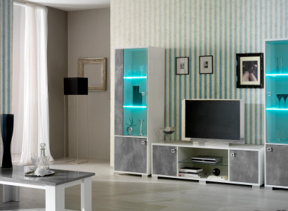 Wall unit double display case console TV table wall unit glass showcases living room