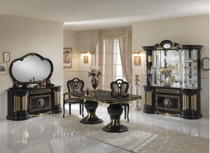 Classic r Design Dining table Table Italian Style Furniture Tables Black Gold