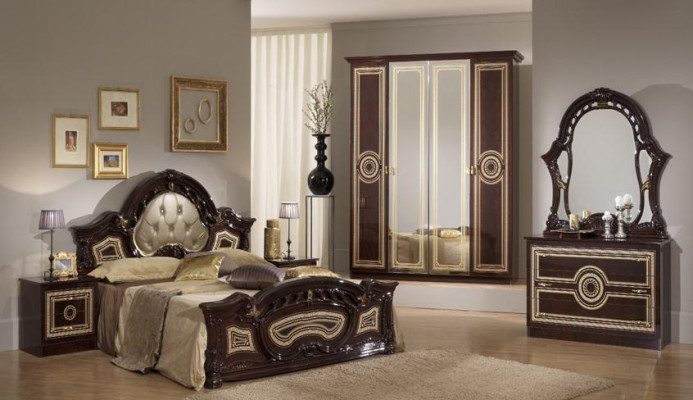 Chesterfield 3 pcs. Set Bed 2x Bedside table Beds Double Hotel Upholstery Console