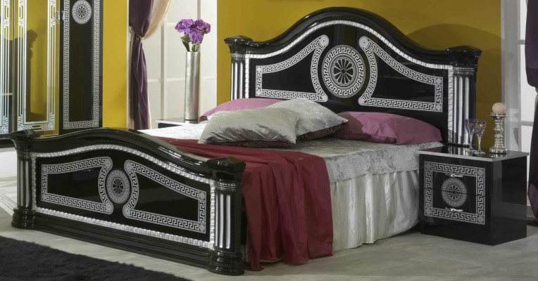 Bed 2x Bedside tables 3 pieces. Italian Furniture Bedroom Beds Wood new Set