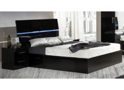 Design Bedroom 3 pcs. Bed 2x Bedside table Luxury Beds Set Furniture Led Light