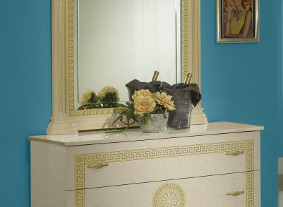 Mirror Chest of drawers Wardrobe Chests of drawers Bedroom Set Wood Classic r Style 2pcs.