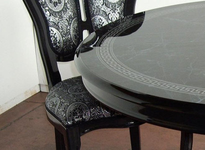 Chair Black Silver Design Living room Dining room Wood Chairs Upholstery Made Italy