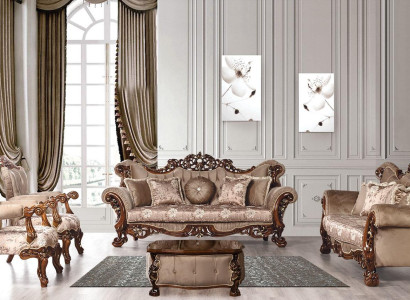 Sofa set Sofa Couch Beige Coffee table Upholstery Furniture Velvet 5-piece Sofas