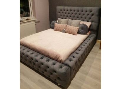 Design Modern Double bed Furniture 180x200 cm Upholstery Textile and Wood Bedroom