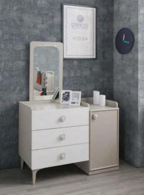 Children Chest of drawers with Mirror Beige Modern Chests of drawers Designer Luxury Wood