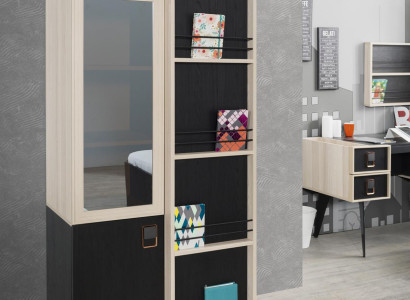 Books Shelf Black Youth Room Shelves Wardrobe Wood for Furniture