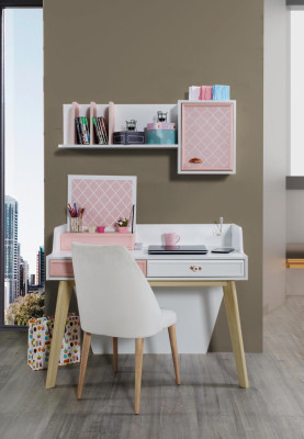 Desk Wall shelf Wood Childrens room Desks Room Furniture Design Pink