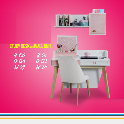 Desk Wall shelf Wood Childrens room Desks Room Furniture Design Pink