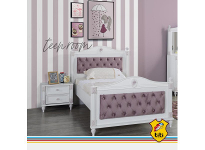 Designer Bed Bedside table Bedroom Youth Room Set Furniture 2pcs. Beds