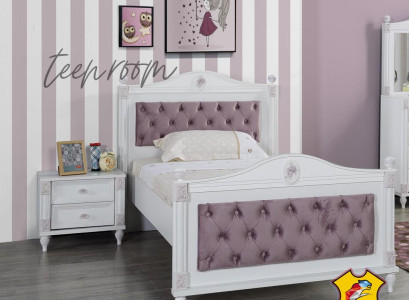 Designer Bed Bedside table Bedroom Youth Room Set Furniture 2pcs. Beds