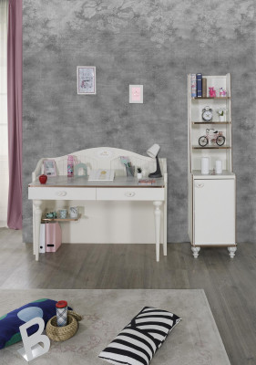 Desk Childrens room Bookshelf 2 pcs. Set Wood Shelf Furniture White