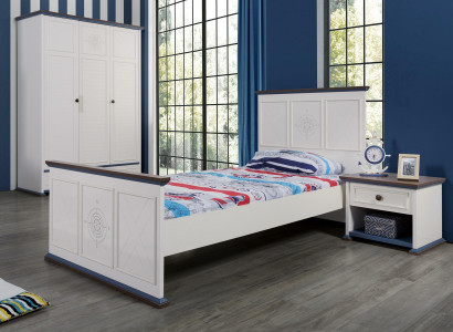 Youth Room Bed Bedside table Furniture Wardrobe Complete 3-piece.