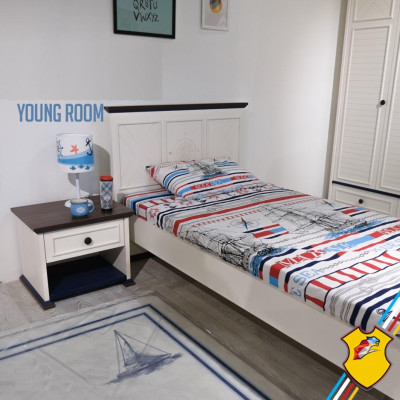 Youth Room Bed Bedside table Furniture Wardrobe Complete 3-piece.