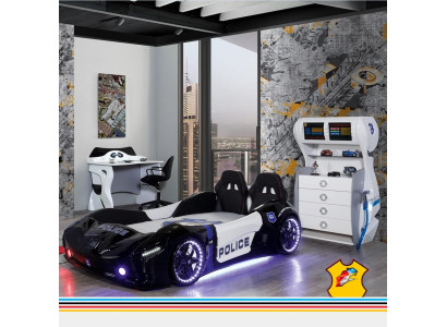 Police Car Children Bedroom Childrens bed Chest of drawers Desk 3pcs