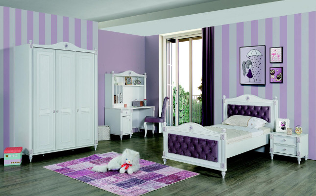 Childrens room Set Furniture Bed Bedside table Wardrobe Furniture Set 4pcs