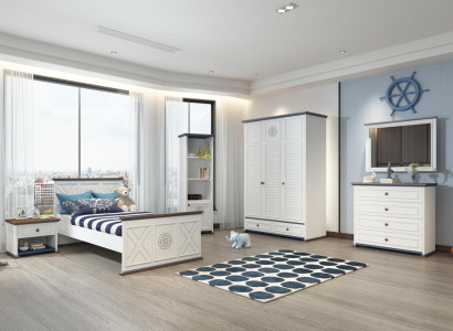 Childrens room Set Bed Bedside table Wardrobe Chest of drawers Bedroom 6pcs.