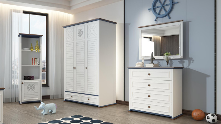 Childrens room Set Bed Bedside table Wardrobe Chest of drawers Bedroom 6pcs.